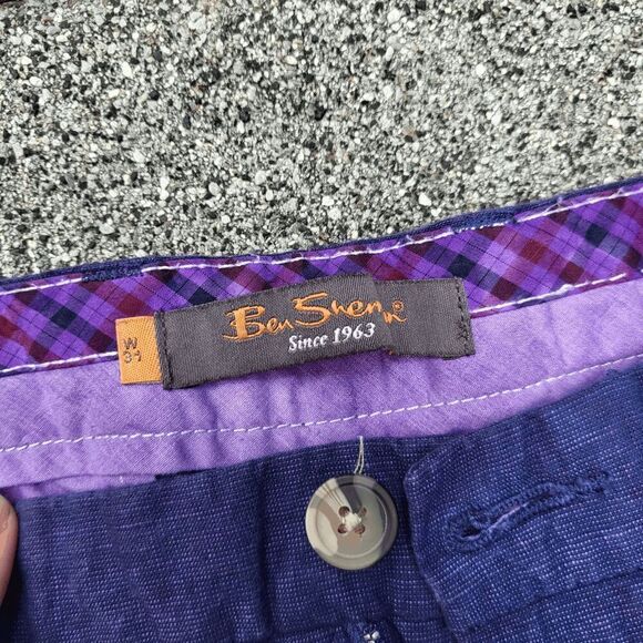 Ben Sherman Linen Purple Ice Dyed Shorts - W31 - Picture 5 of 5